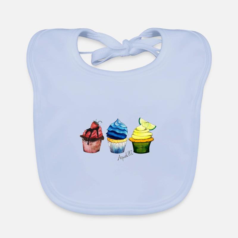 Trio Cupcake - Bavoir bio Bébé - bleu ciel