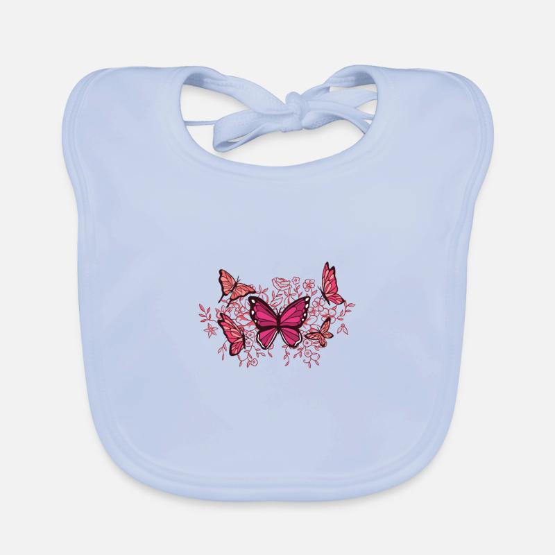 Fleurs et papillons Bavoir bio Bébé