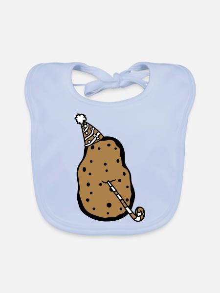 birthday potato party celebrate hat troete fun - Organic Baby Bibs - sky blue - Front