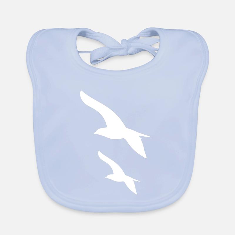 Vögel weiß - Baby Bio-Lätzchen - sky Blue