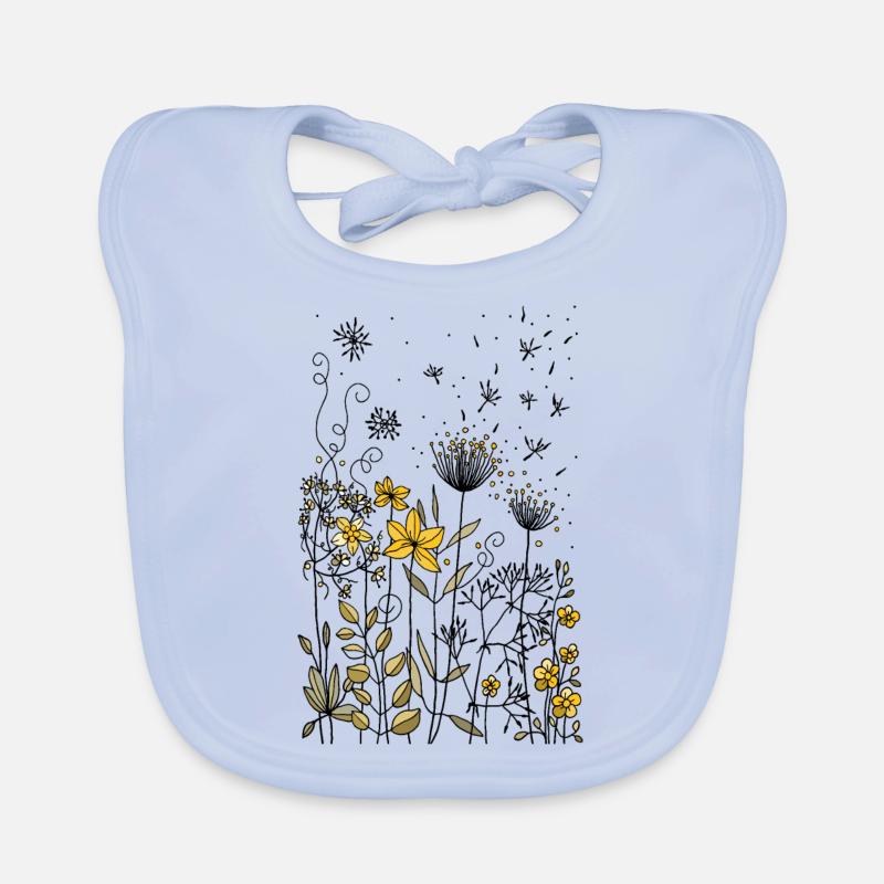 Blumen - Baby Bio-Lätzchen - sky Blue