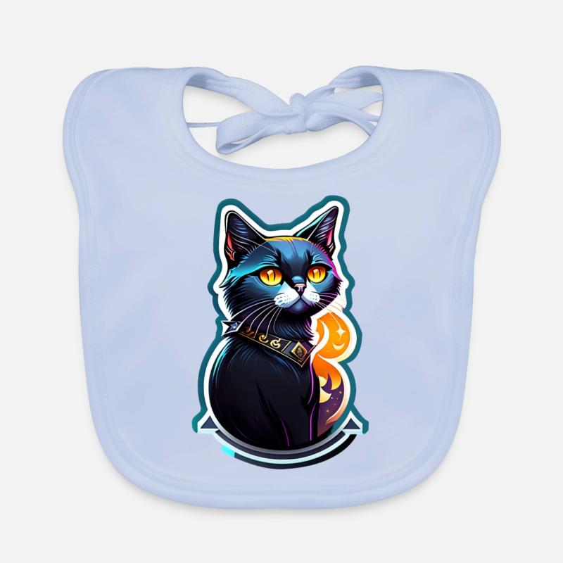chat noir et magie Bavoir bio Bébé