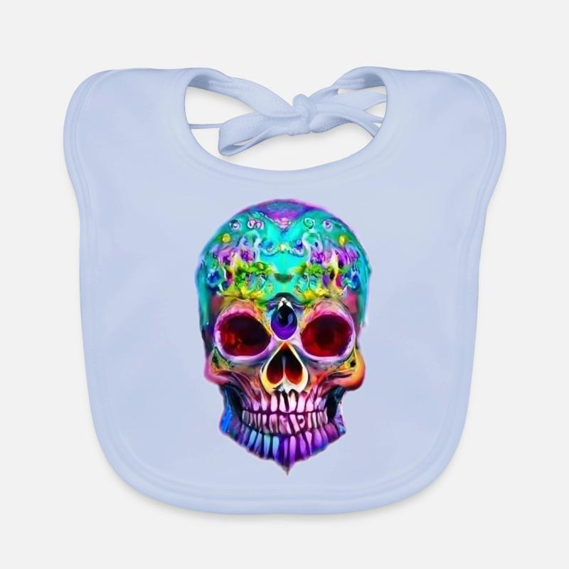 Multicolored stylized skull Organic Baby Bibs