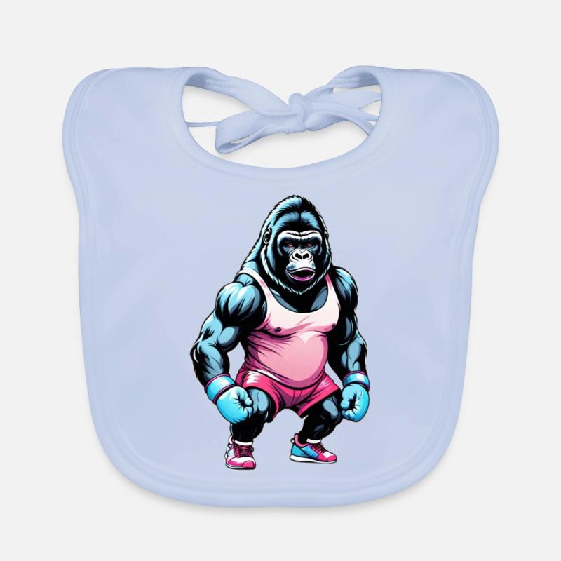 Gorille Boxeur Boxe Bavoir bio Bébé