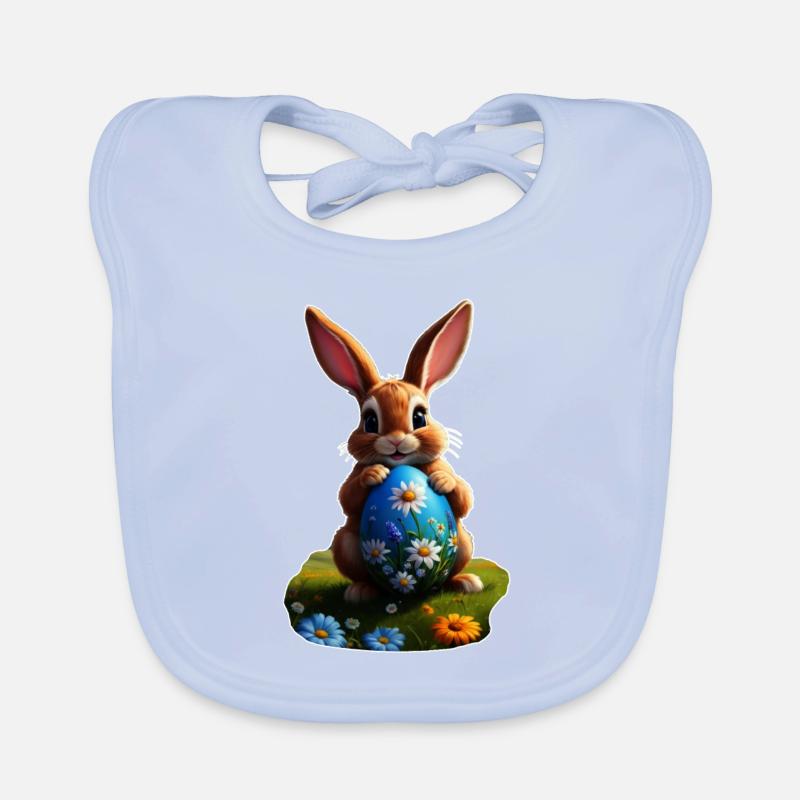 Osterhase mit Ei, Oval Baby Bio-Lätzchen