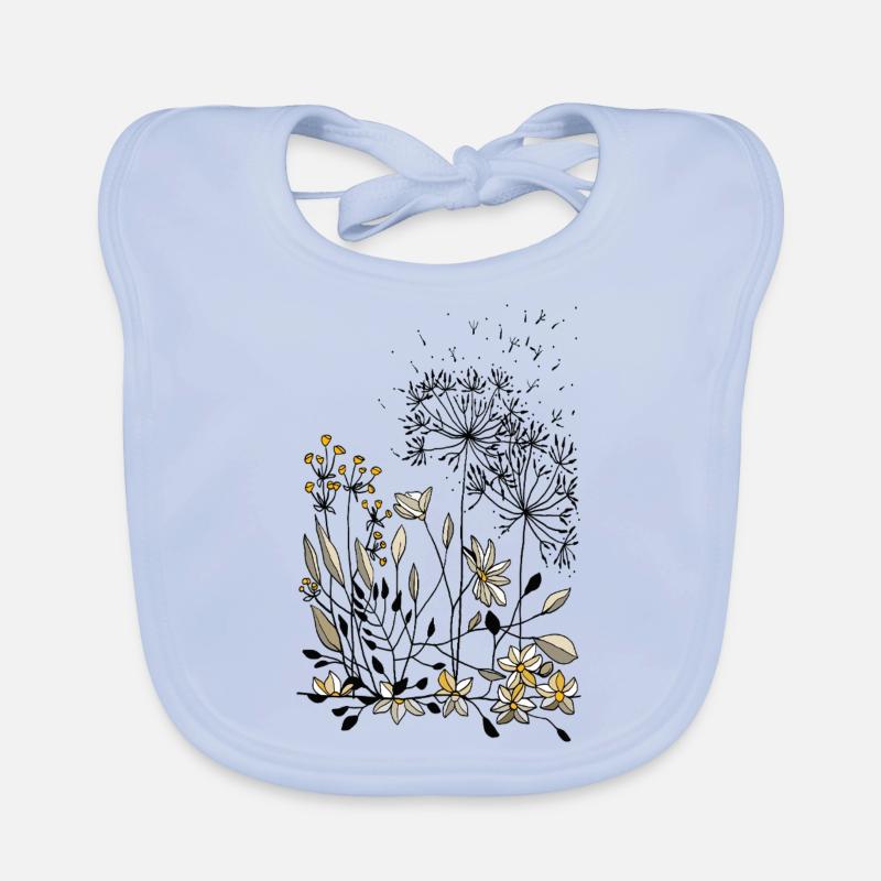 Blumen - Baby Bio-Lätzchen - sky Blue