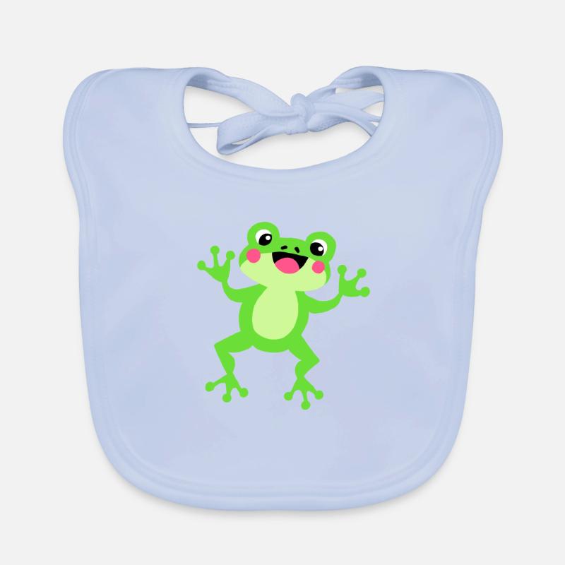 Grenouille mignonne - Bavoir bio Bébé - bleu ciel
