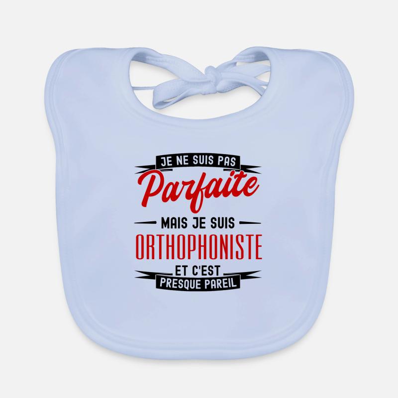 pas parfaite mais orthophoniste - Bavoir bio Bébé - bleu ciel