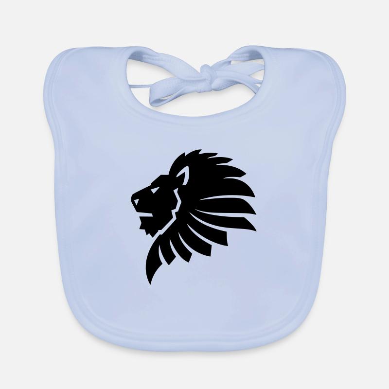Lion - Bavoir bio Bébé - bleu ciel