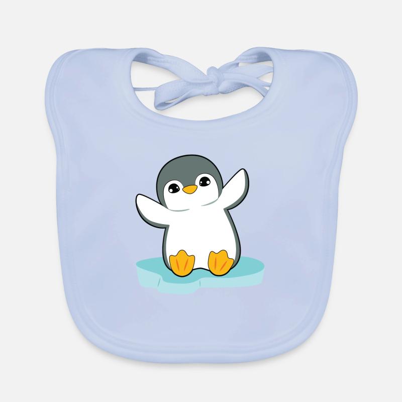 Pinguin - Baby Bio-Lätzchen - sky Blue