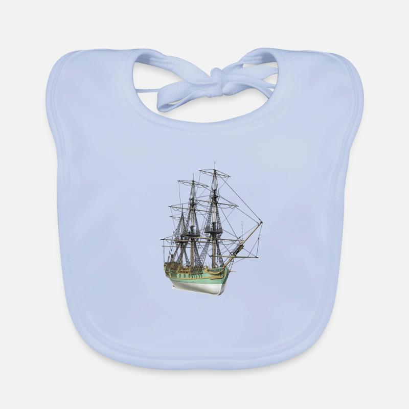 Sailing ship from the 18th century Organic Baby Bibs