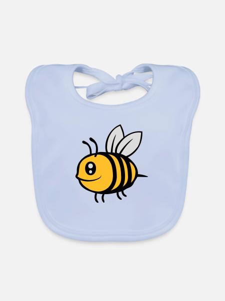 Mignonne petite abeille de dessin animé - Bavoir bio Bébé - bleu ciel - Devant