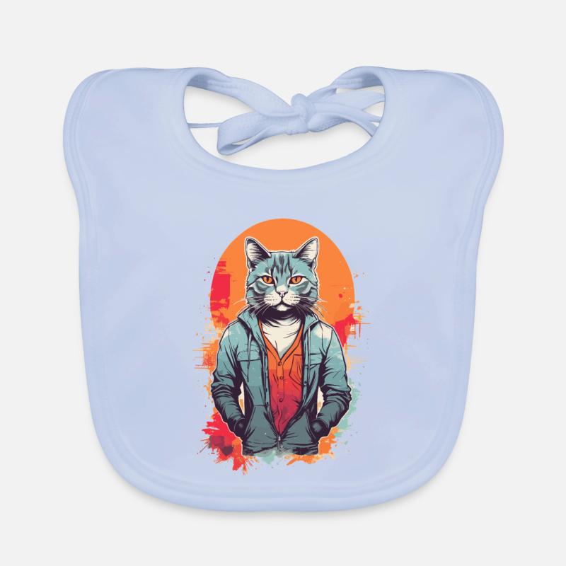 Coole graue Katze Baby Bio-Lätzchen