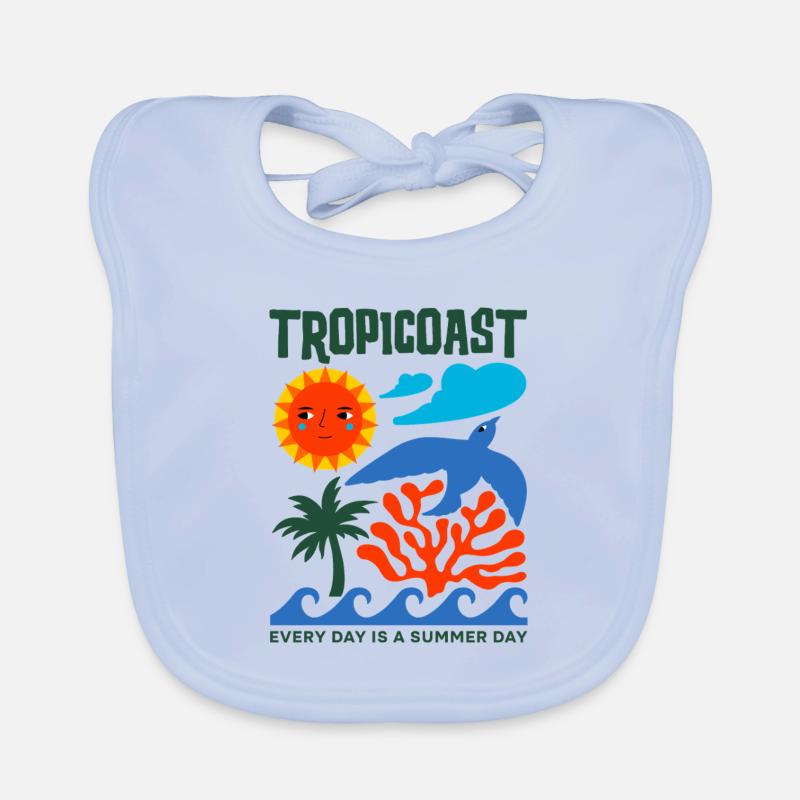 Summery retro elements - Organic Baby Bibs - sky blue