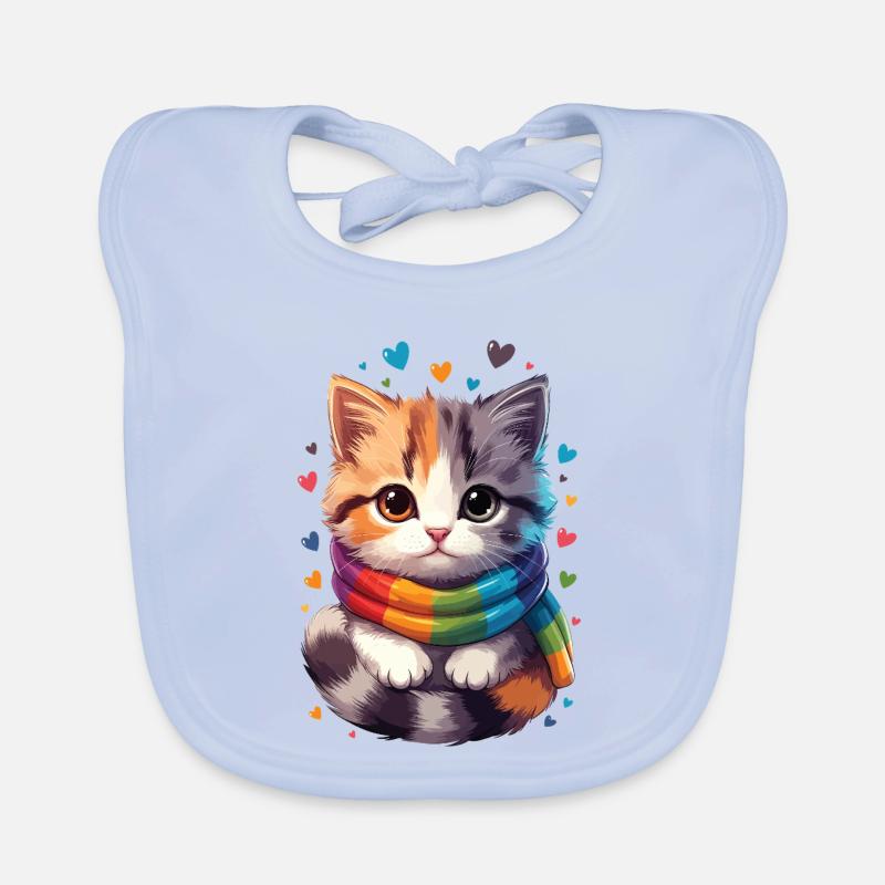 Regenbogen-Kätzchenschal Baby Bio-Lätzchen