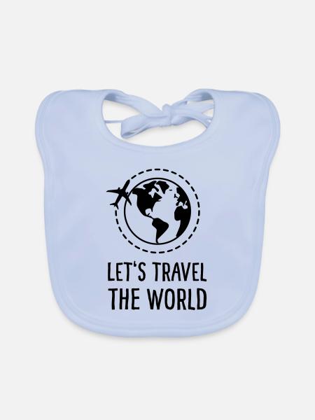 Parcourons le monde - Bavoir bio Bébé - bleu ciel - Devant