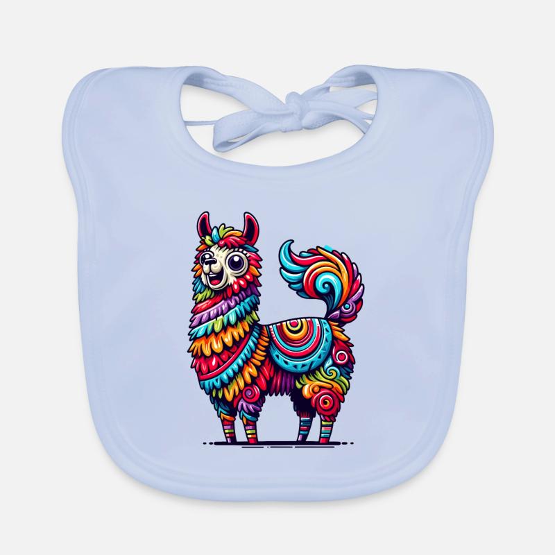 ALPACA PINATA CONFETTI VARIEGATED RAINBOW PATTERN Organic Baby Bibs