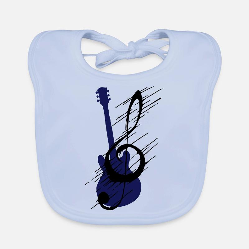 Distorted note key and guitar - Organic Baby Bibs - sky blue
