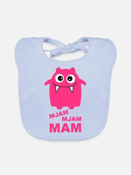 Hunger nach Mama - Baby Bio-Lätzchen - sky Blue - Vorne