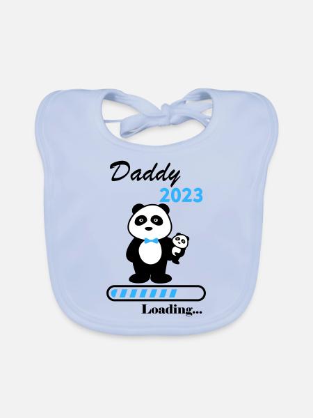 Père en 2023, futur père, bientôt père - Bavoir bio Bébé - bleu ciel - Devant