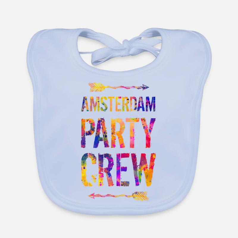 Amsterdam Party Crew Saying Organic Baby Bibs
