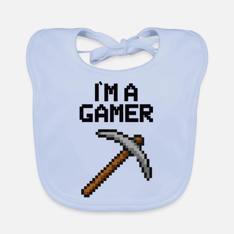pixel gamer pickaxe Organic Baby Bibs
