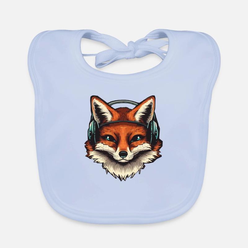 Fuchs mit Kopfhörern Baby Bio-Lätzchen