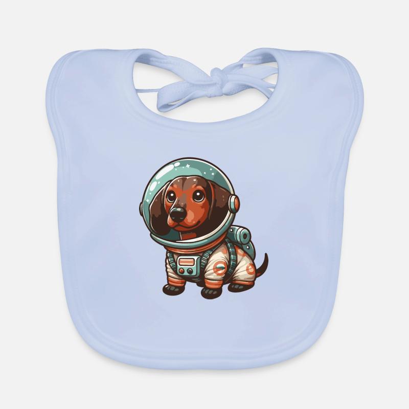 Cute dachshund in astronaut suit, outer space Organic Baby Bibs