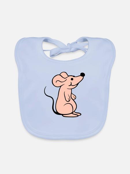 Mouse Mouse Cute Little Rat Rodent Friendly - Organic Baby Bibs - sky blue - Front