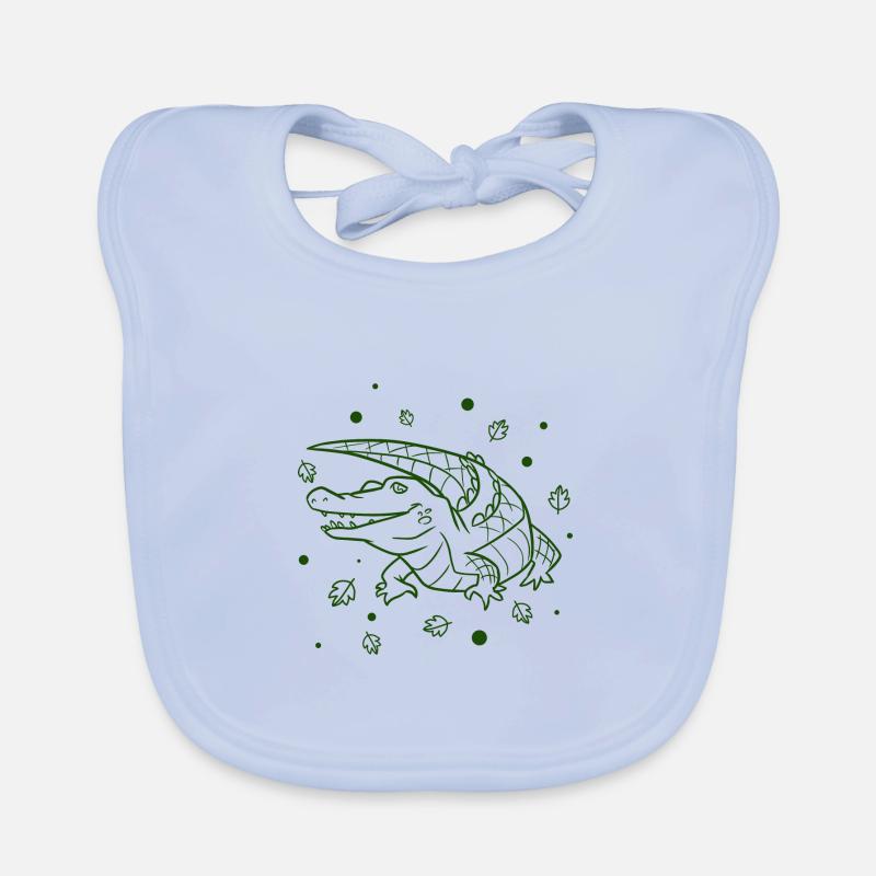 Crocodile - Bavoir bio Bébé - bleu ciel