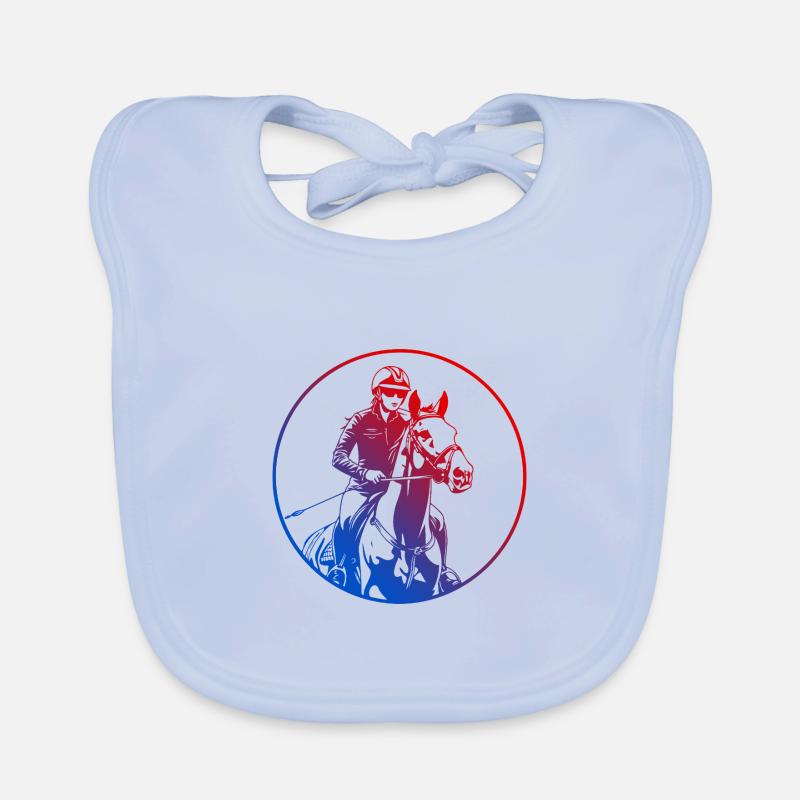 Silhouette de cheval d’équitation coloré - Bavoir bio Bébé - bleu ciel