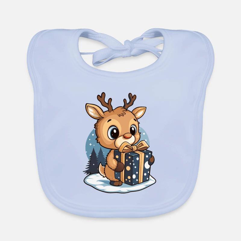 Cute deer unwrapping gift Organic Baby Bibs