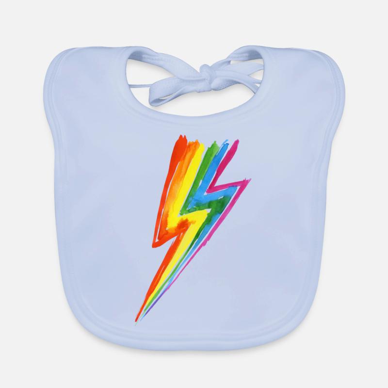 Rainbow Power Blitz - Hit by rainbow lightning! Organic Baby Bibs