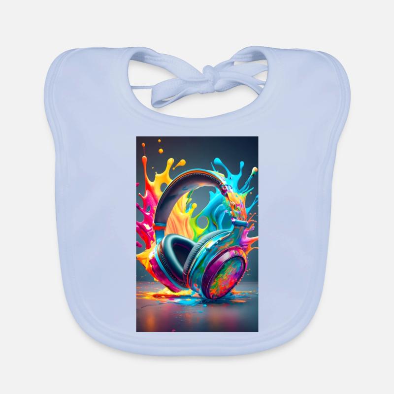 Casque coloré - Bavoir bio Bébé - bleu ciel