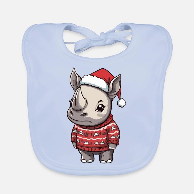 Rhino Christmas Comic Organic Baby Bibs