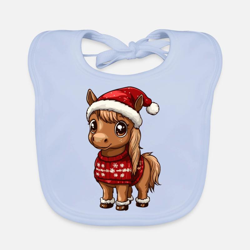 Cheval Noël Bande dessinée Bavoir bio Bébé