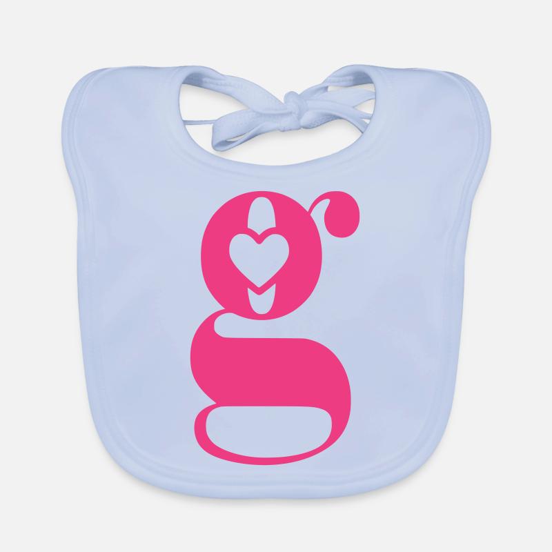 Buchstabe g Anfangsbuchstabe mit Herz Baby Bio-Lätzchen