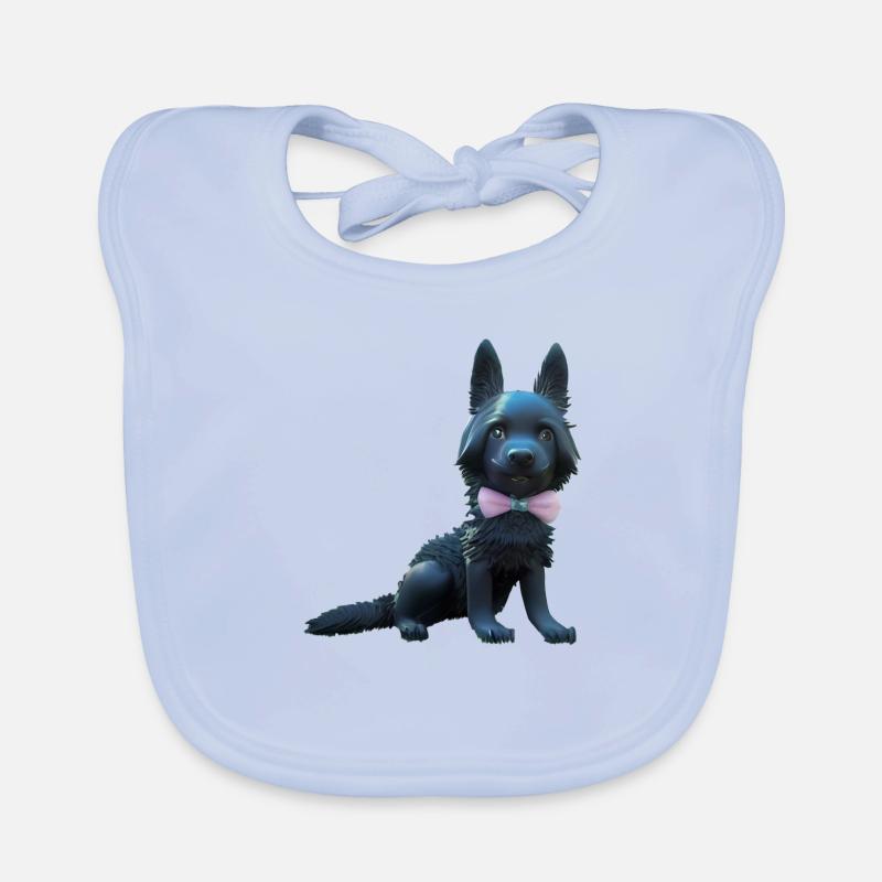 Schwarzer Schäferhund - Baby Bio-Lätzchen - sky Blue
