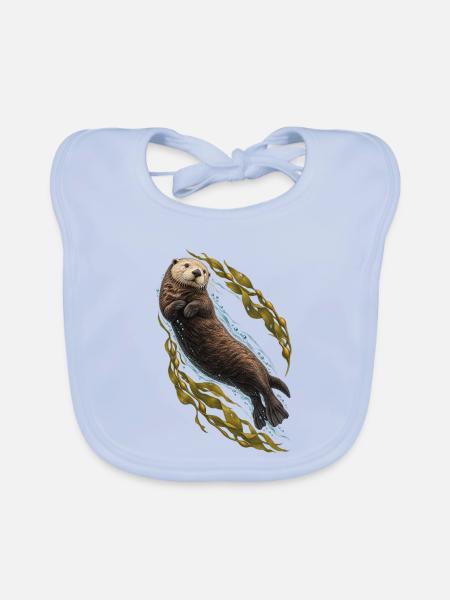 Seeotter dreht sich durch den Seetang - Baby Bio-Lätzchen - sky Blue