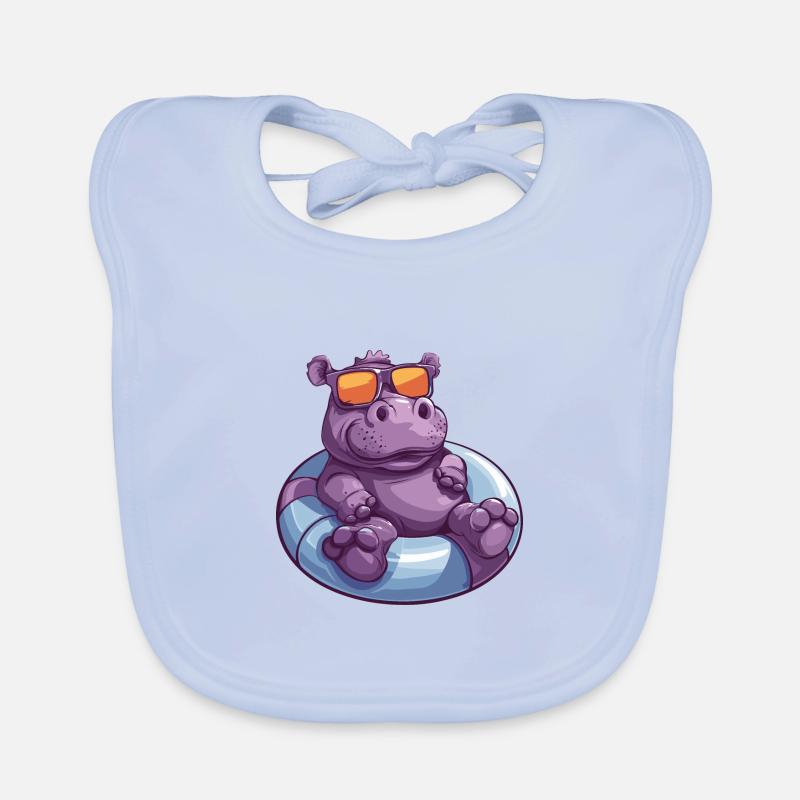 Nilpferd Sommer Comic Baby Bio-Lätzchen