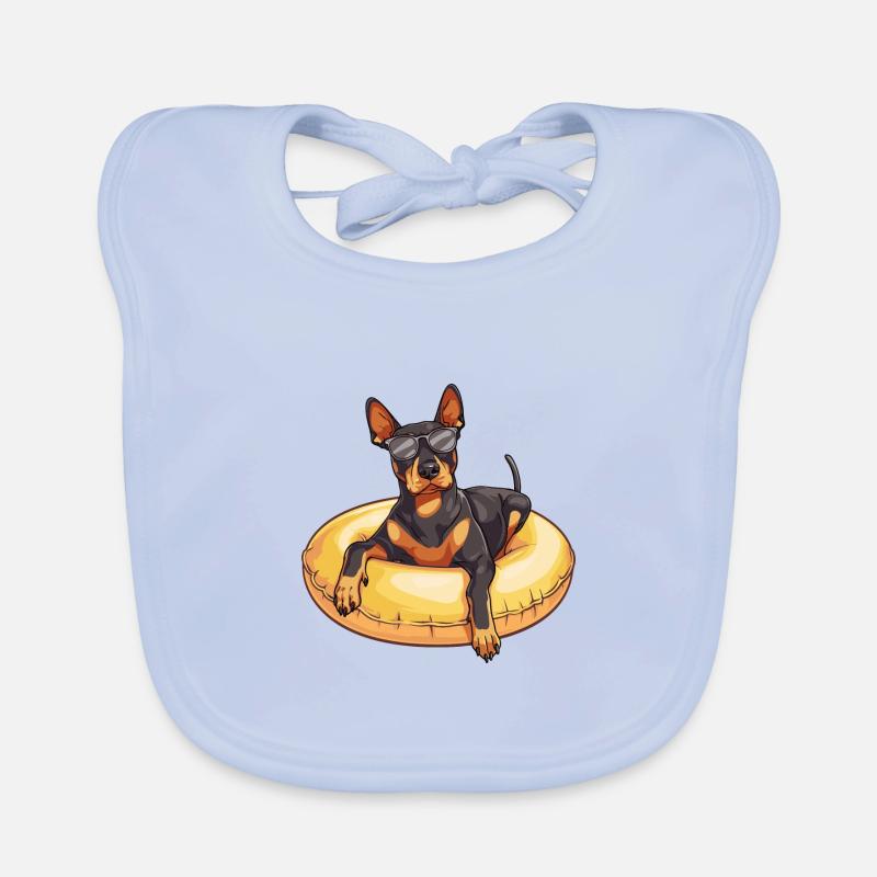 Dobermann Hund Sommer Comic Baby Bio-Lätzchen