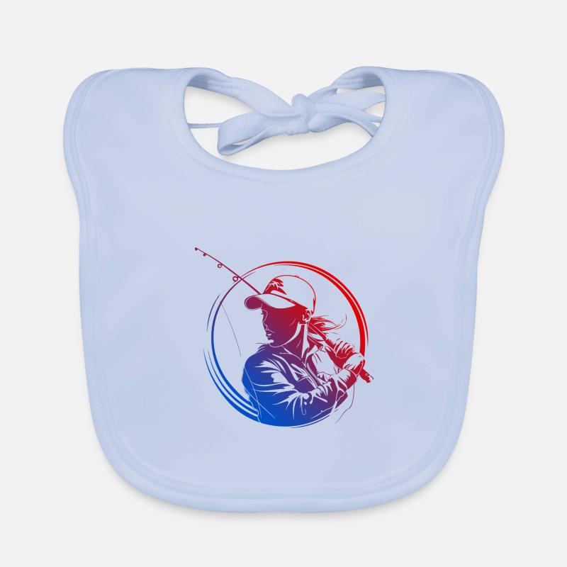 Fishing Silhouette Colorful Organic Baby Bibs