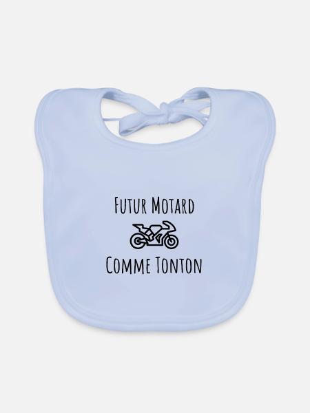 Futur Motard Comme Tonton Cadeau - Bavoir bio Bébé - bleu ciel - Devant