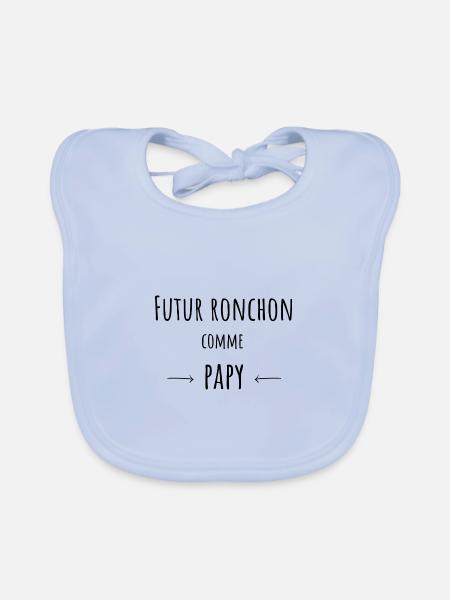 Cadeau Bébé Ronchon comme papy - Bavoir bio Bébé - bleu ciel - Devant