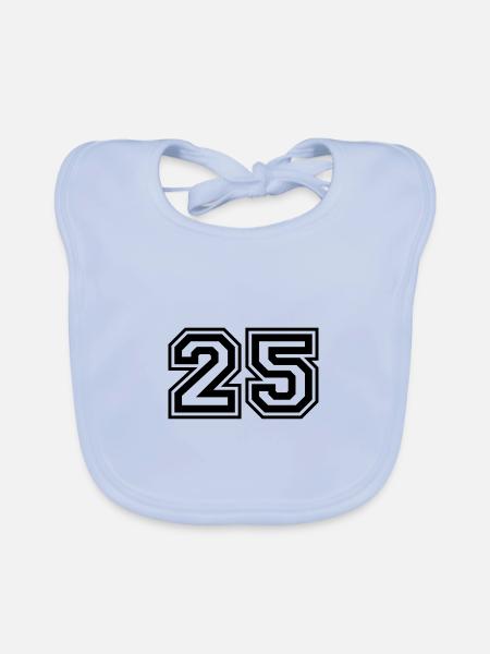 Numéro 25 - Bavoir bio Bébé - bleu ciel - Devant