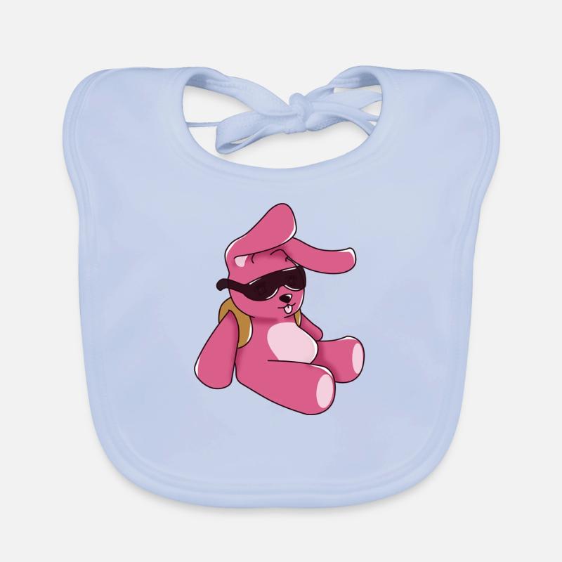 Lapin rose mignon de bande dessinée Bavoir bio Bébé