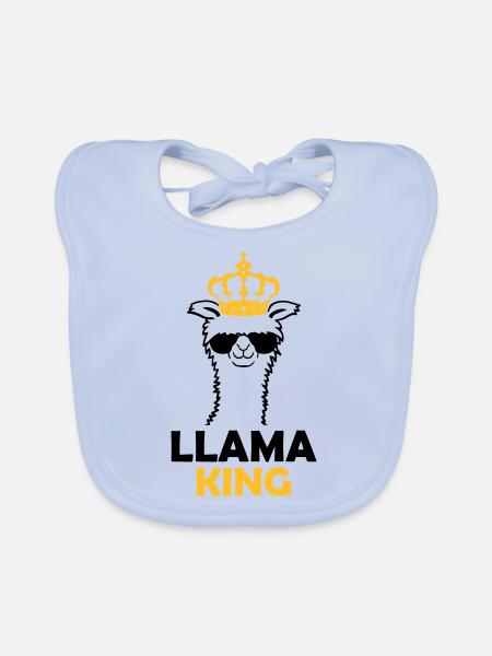 Llama King lustig Chef - Baby Bio-Lätzchen - sky Blue - Vorne