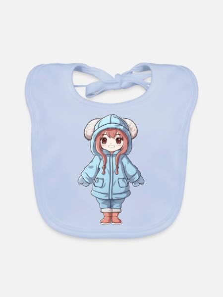 Zauberhaftes Glück - Das süße Anime-Mädchen - Baby Bio-Lätzchen - sky Blue - Vorne