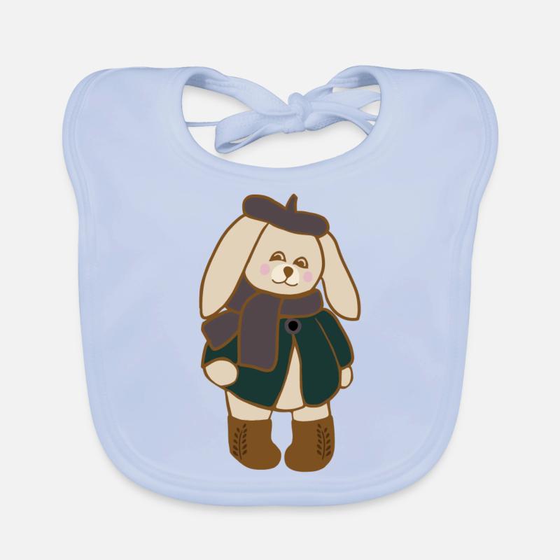 Hase im Herbst - Baby Bio-Lätzchen - sky Blue