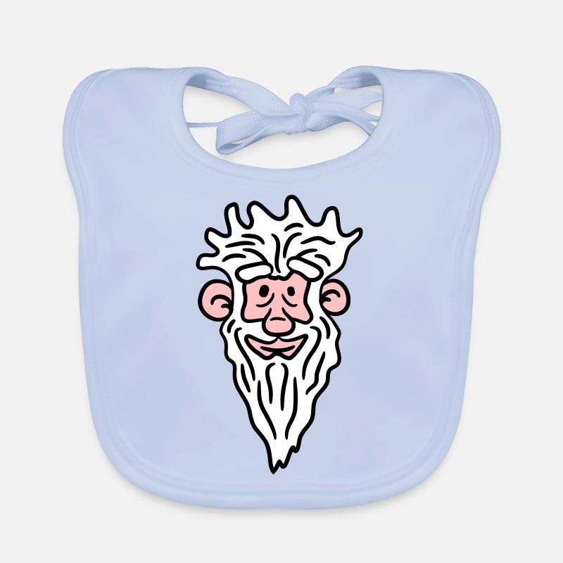 Funny Grandpa Face Comic Style Long Gray Beard Organic Baby Bibs